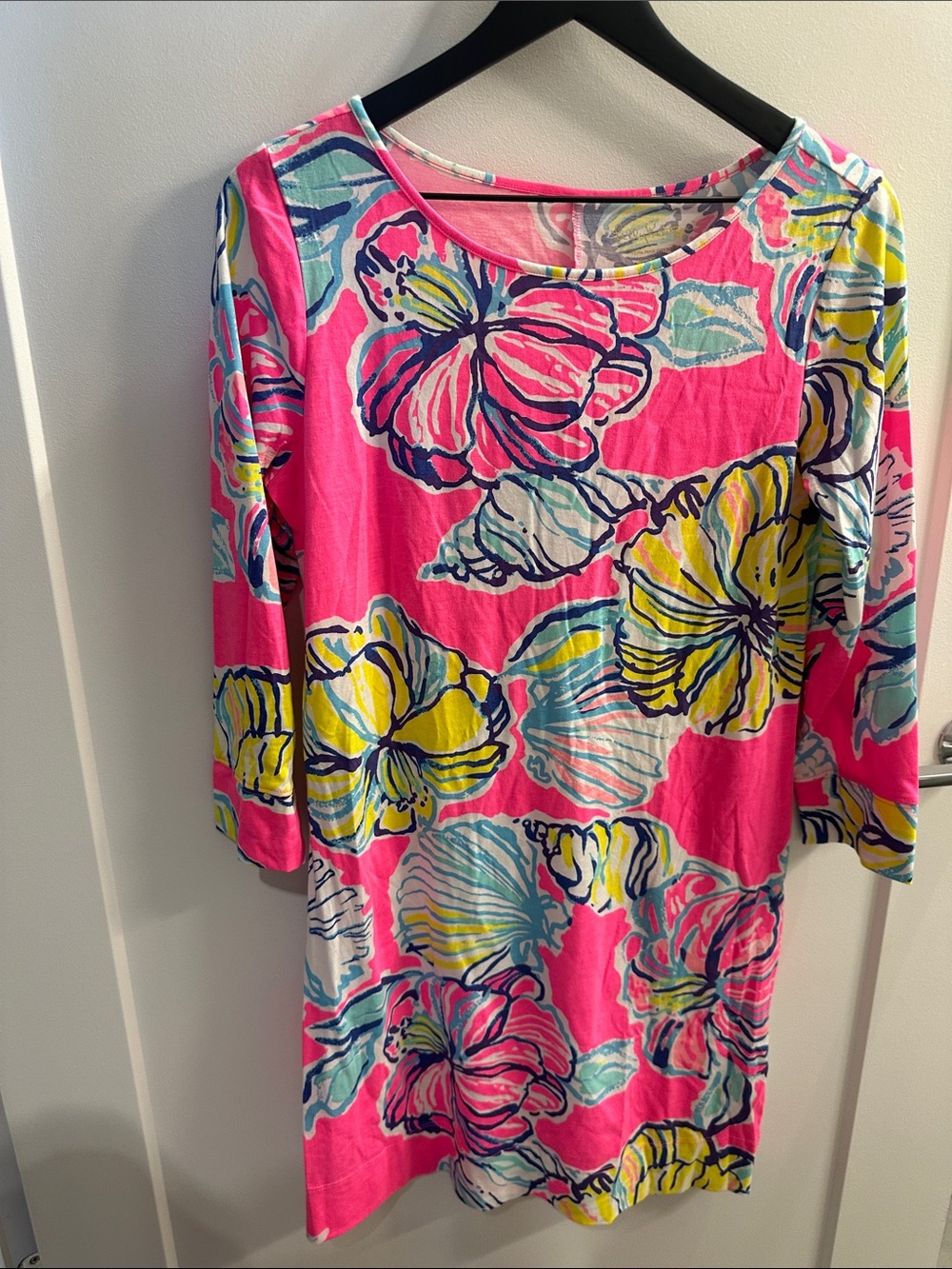 Lilly Pulitzer Hot Pink Tropical Floral Long Sleeve Dress